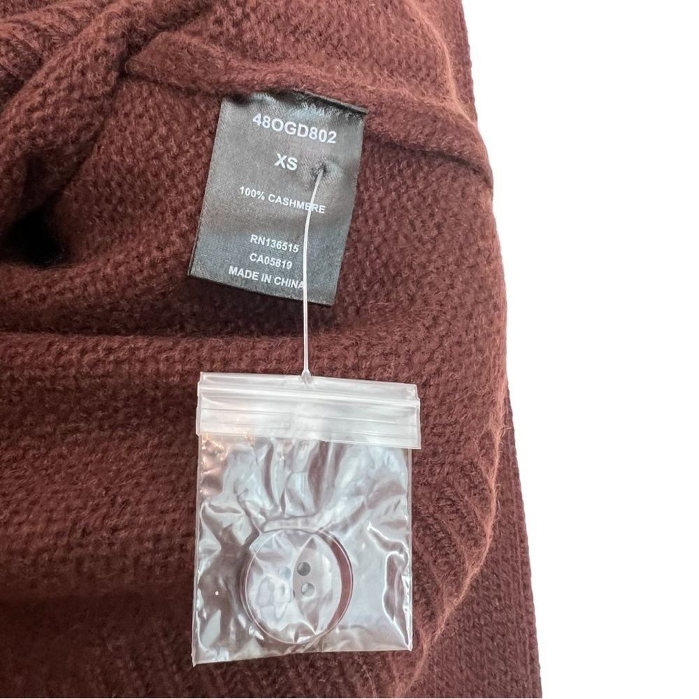 One Grey Day Curtis Cashmere Cardigan Cinnabar Brown X-Small NWT Minimalist Cozy - Picture 4 of 6